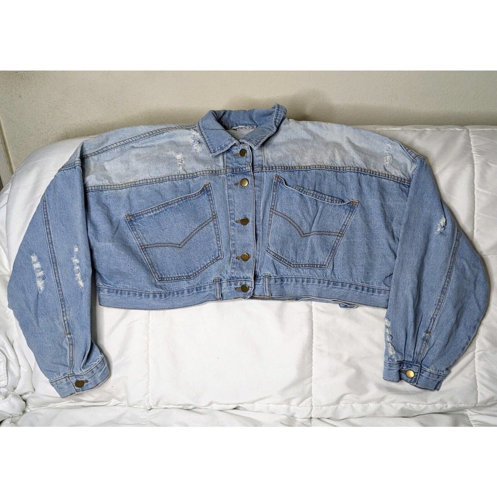 Fashion Nova Womens Size XL Crop Denim Blue Jacket